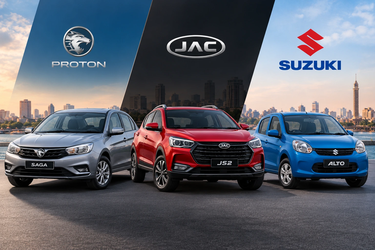 Proton Saga vs JAC JS2 vs Suzuki Alto | Egypt